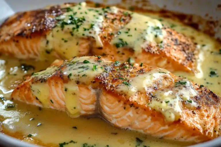 BAKED SALMON WITH LEMON BUTTER CREAM SAUCE – Deliciously Made at Home