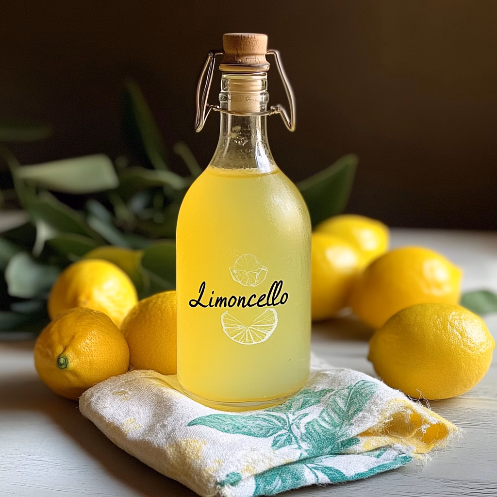 Discover the refreshing taste of Homemade Limoncello! This easy recipe features fresh lemons and simple ingredients to create a delightful Italian liqueur that's perfect for sipping or mixing. Enjoy the bright flavors and a burst of sunshine in every glass. Make your own traditional Limoncello today! Save this pin and visit us for the full recipe!