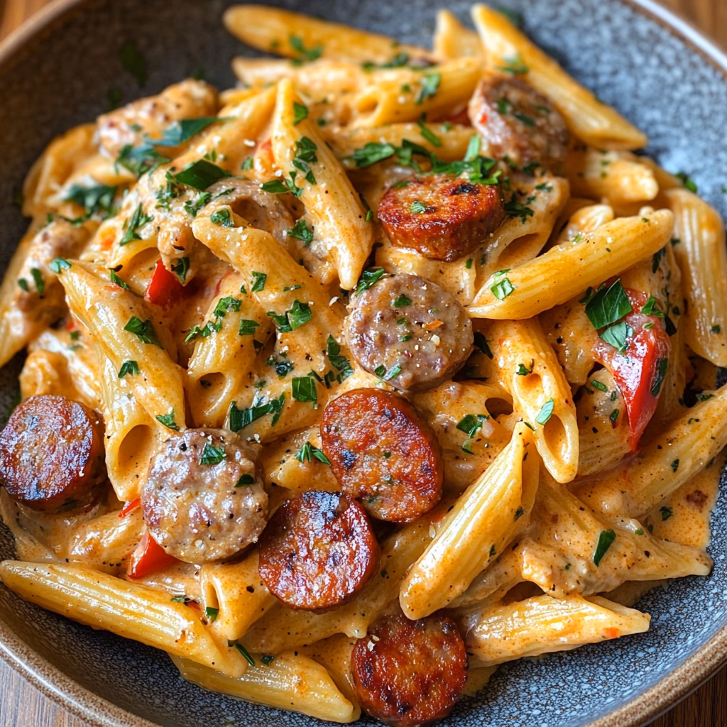 Delicious Creamy Cajun Sausage Pasta in 30 Minutes!