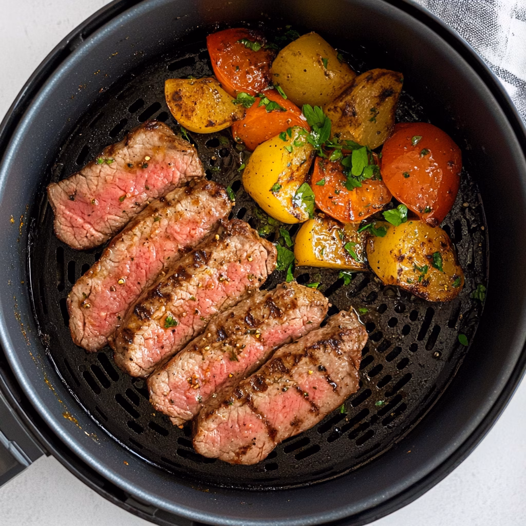 Get ready to impress at dinner with this Air Fryer Juicy Steak! Perfectly seasoned and cooked to tender perfection, it’s a quick and easy recipe that delivers mouthwatering flavors in every bite. Ideal for busy weeknights or special occasions, this dish pairs well with veggies or your favorite sides. Save this pin for a steak dinner you'll love!