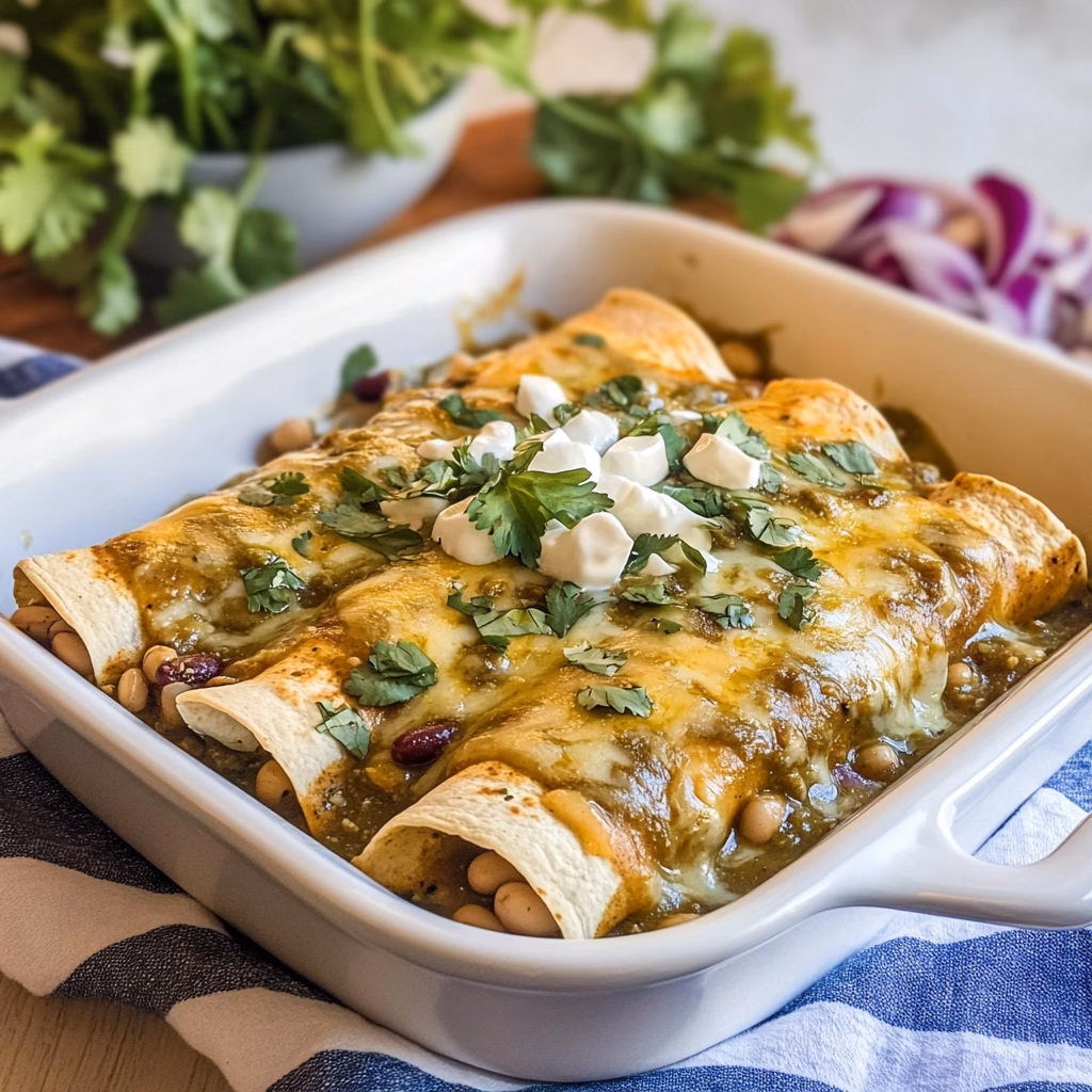 Savor the comforting blend of flavors in these Green Chili White Bean Enchiladas! Packed with protein-rich white beans and a zesty green chili sauce, this dish is both satisfying and healthy. Perfect for a cozy weeknight dinner or a gathering with friends, these enchiladas will surely impress! Save this recipe for a delightful meal that everyone will love.