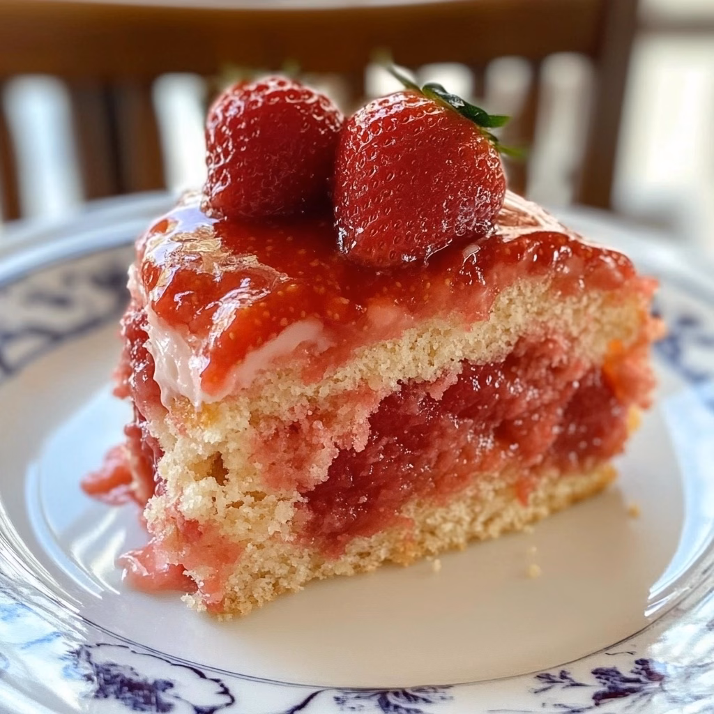 This Strawberry Wet Cake is the perfect dessert for any occasion! With its moist layers and fresh strawberries, it brings a burst of flavor in every bite. Easy to make and wonderfully delicious, it's ideal for summer gatherings or family celebrations. Don’t forget to save this recipe for your next sweet craving! 🍓✨