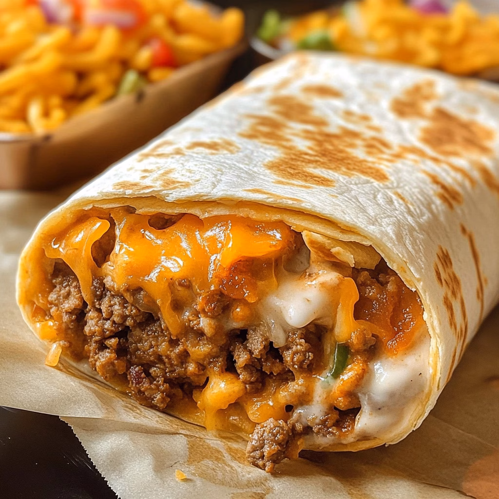 Get ready to enjoy the flavors of Taco Bell's Beefy Melt Burrito right at home! This delicious burrito features seasoned beef, warm nacho cheese sauce, and creamy sour cream, all wrapped in a soft tortilla. It's perfect for a quick lunch or satisfying dinner. Save this recipe to try later and bring a taste of Taco Bell to your kitchen!