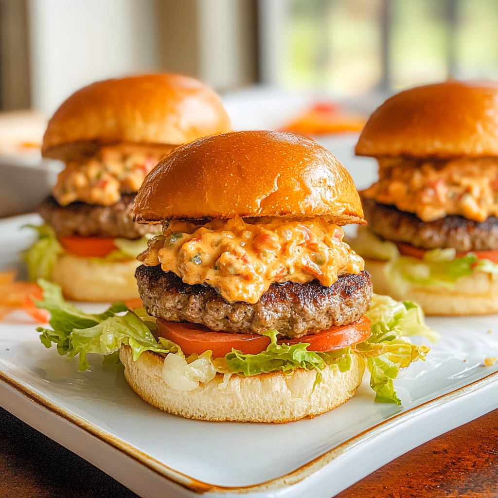 Juicy Pimento Cheese Burger Sliders are the perfect bite-sized treat for your next gathering! These delicious mini burgers feature a creamy pimento cheese spread that elevates the classic flavor. Made with simple ingredients, they are great for game day or casual family dinners. Save this recipe now and impress your friends with these tasty sliders!