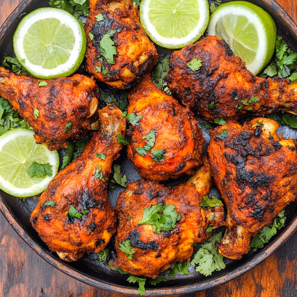 Savor the smoky flavors of homemade Tandoori Chicken that's marinated to perfection! This classic Indian dish features tender chicken coated in a zesty yogurt and spice mix, providing an irresistible taste. Perfect for gatherings, barbecues, or a cozy dinner, save this recipe for your next culinary adventure! 🍗🌶️