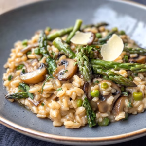 Creamy Mushroom and Asparagus Farro Risotto is a delightful twist on a classic dish! With earthy mushrooms and fresh asparagus, this hearty risotto showcases the nutty flavor of farro. Perfect for a cozy dinner or special gatherings, save this recipe to impress your loved ones with a comforting meal they'll adore!