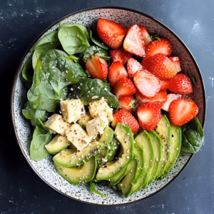 Brighten your day with this Strawberry Avocado Spinach Salad! Packed with fresh spinach, sweet strawberries, and creamy avocado, this salad is both refreshing and nutritious. Perfect for a light lunch or as a colorful side at your next gathering. Be sure to save this delicious recipe for a wholesome boost anytime you need it!