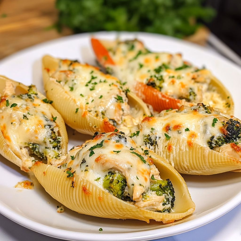 These Cheesy Chicken & Broccoli Stuffed Shells are a delightful family favorite! Filled with a creamy blend of chicken, tender broccoli, and gooey cheese, they make dinner a breeze. Perfect for busy weeknights or Sunday gatherings, this dish is sure to impress! Save this recipe for a comforting meal your loved ones will rave about!
