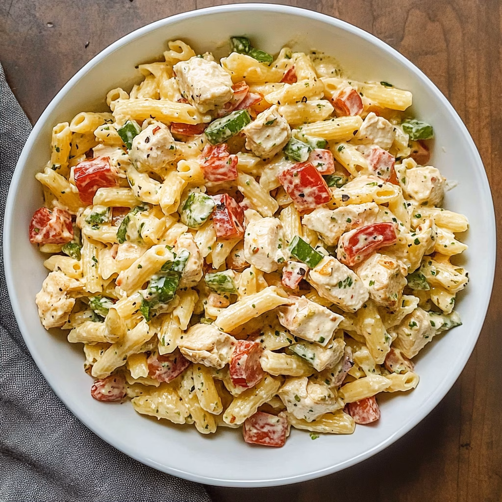 Looking for a delicious and easy meal? This Chicken Club Pasta Salad is a flavorful blend of tender chicken, crispy bacon, fresh veggies, and creamy dressing, making it a perfect choice for potlucks or a quick weeknight dinner. Save this recipe for a satisfying dish that everyone will love!