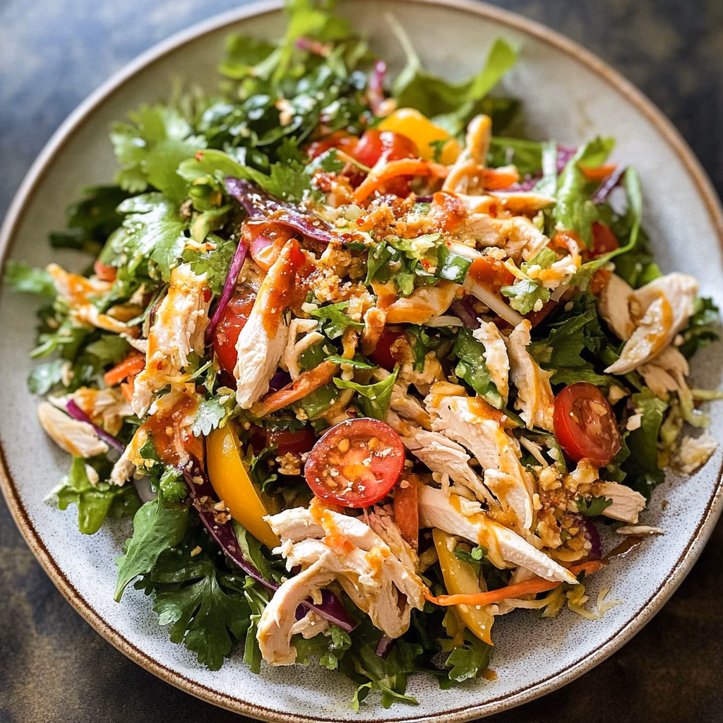 This Thai Chicken Salad is a burst of fresh flavors in every bite! Packed with grilled chicken, crunchy veggies, and a tangy dressing, it's a perfect dish for a light lunch or dinner. Enjoy a healthy meal that's quick to prepare and full of vibrant tastes. Save this recipe for your next gathering or meal prep idea!