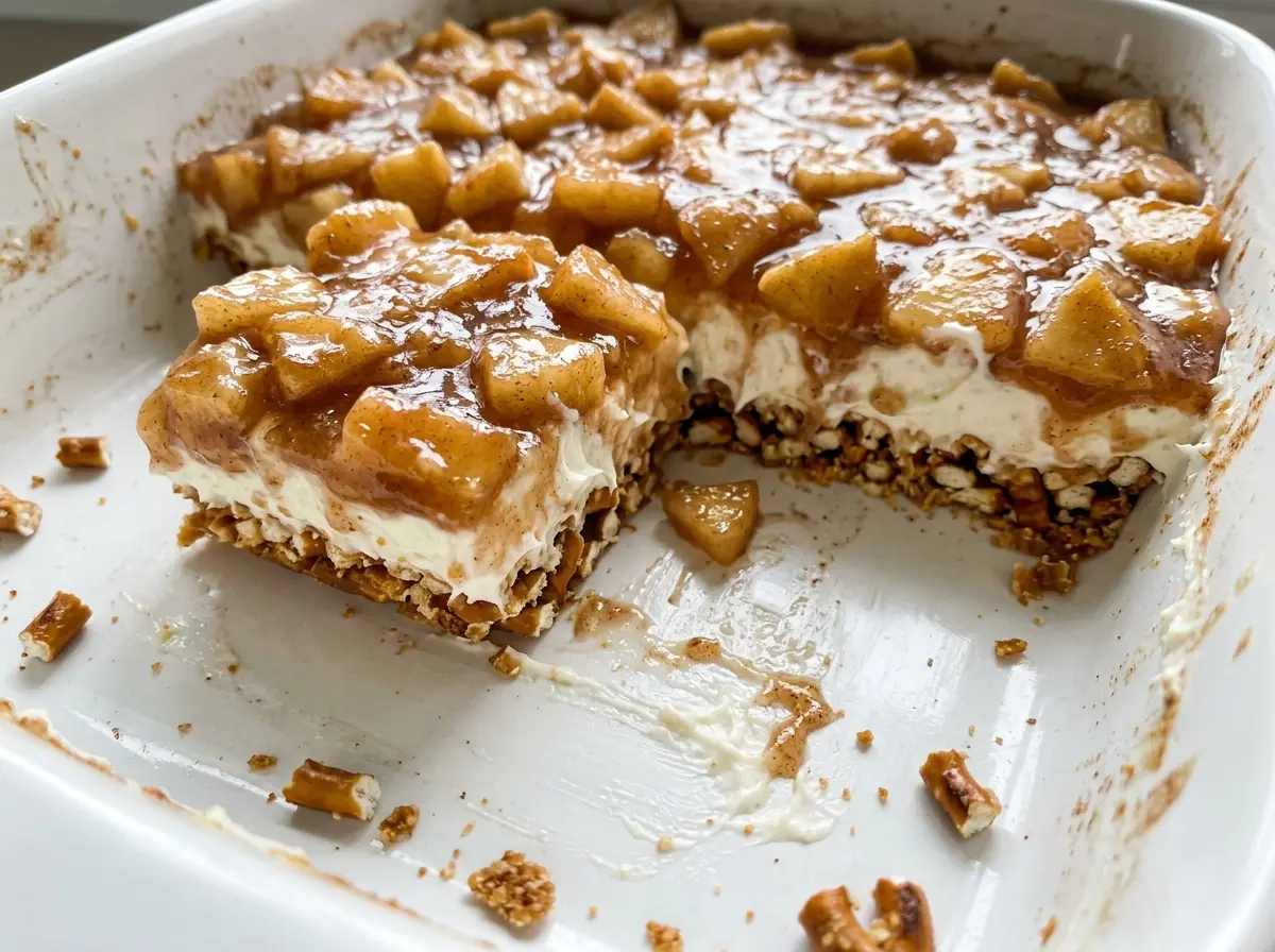 Apple Cinnamon Pretzel Salad creamy apple layers