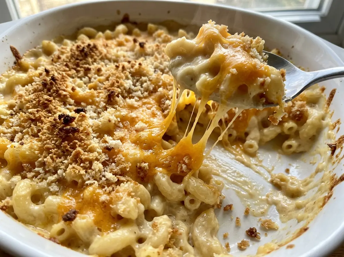 Baked Mac and Cheese golden crumb topping