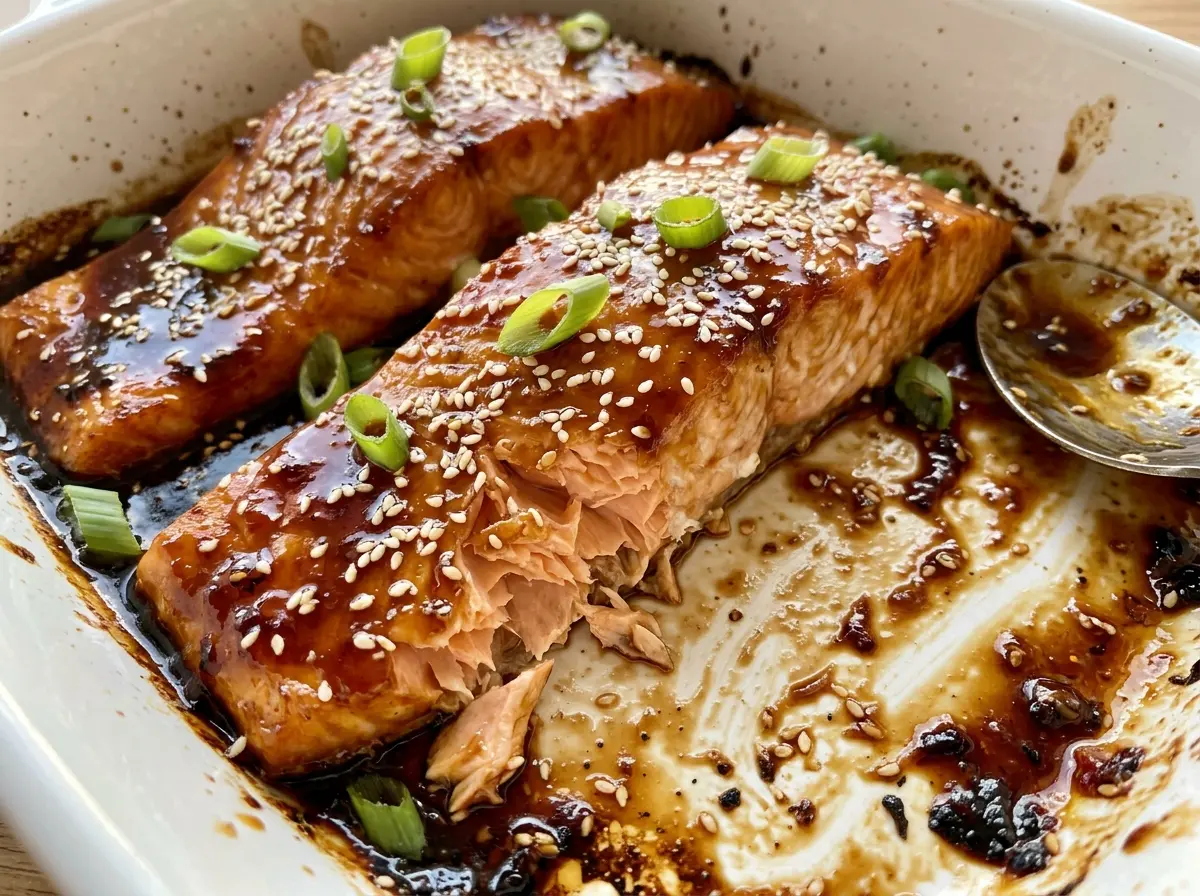 Baked Teriyaki Salmon glossy ginger soy