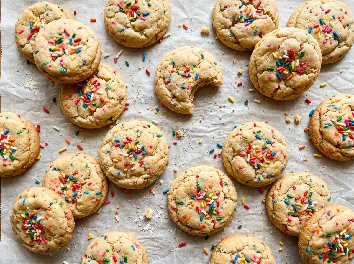 Birthday Cake Cookies colorful sprinkle tops