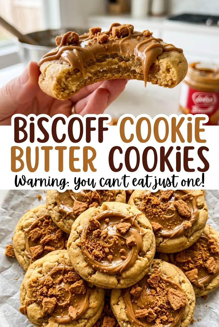 Biscoff Cookie Butter Cookies crinkled golden edges