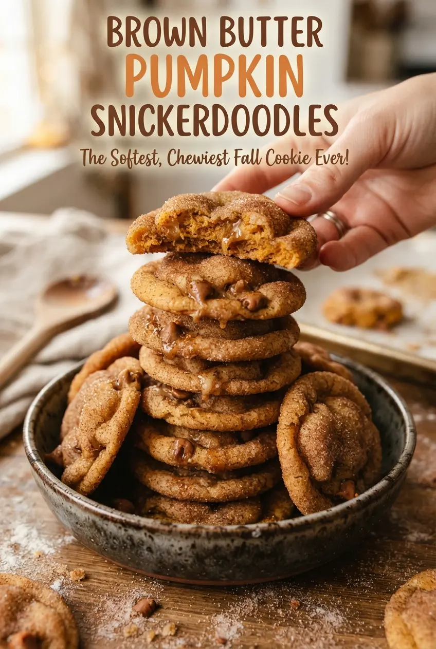 Brown Butter Pumpkin Snickerdoodles with soft pumpkin centers