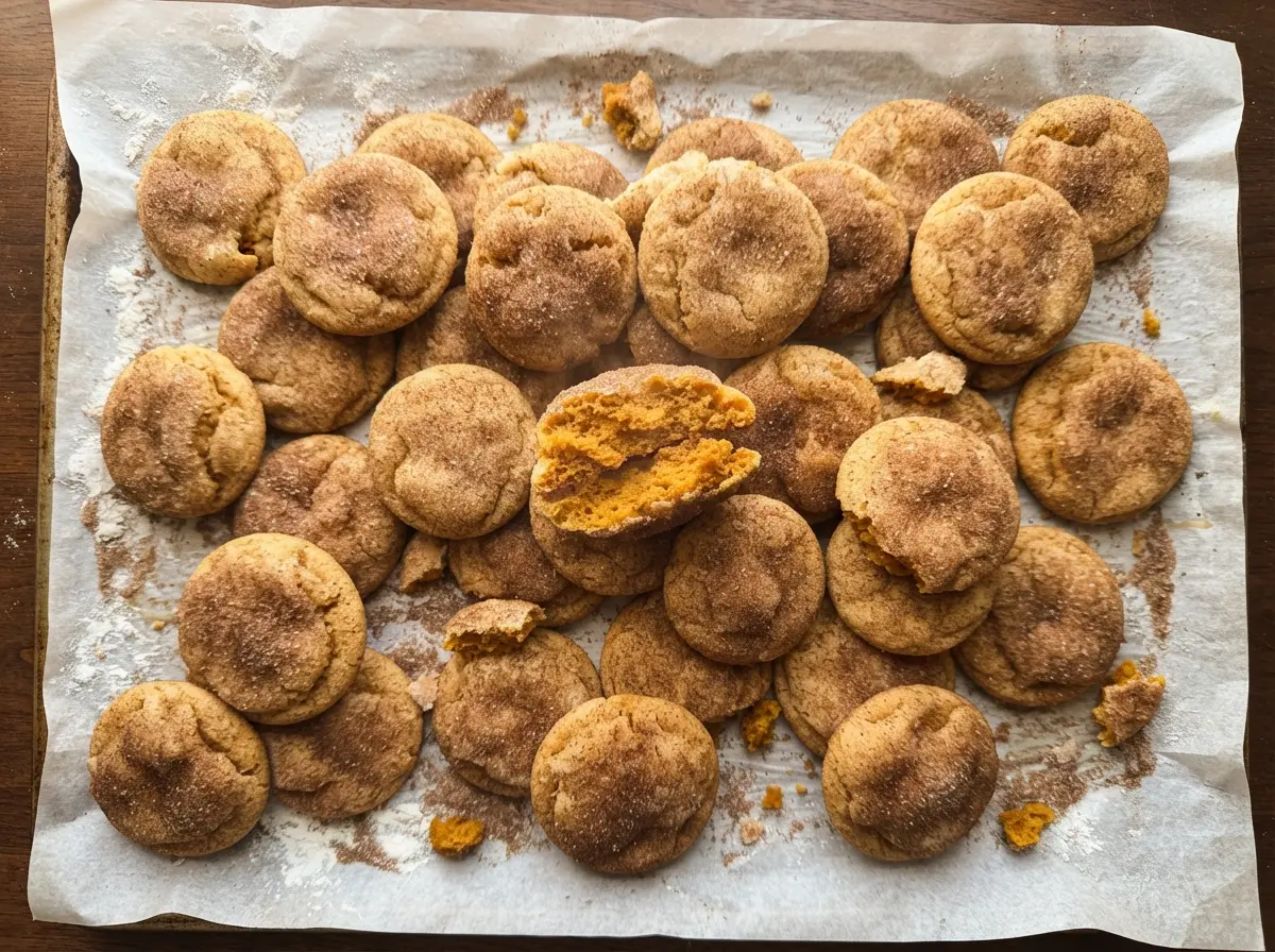 Brown Butter Pumpkin Snickerdoodles with cracked cinnamon tops