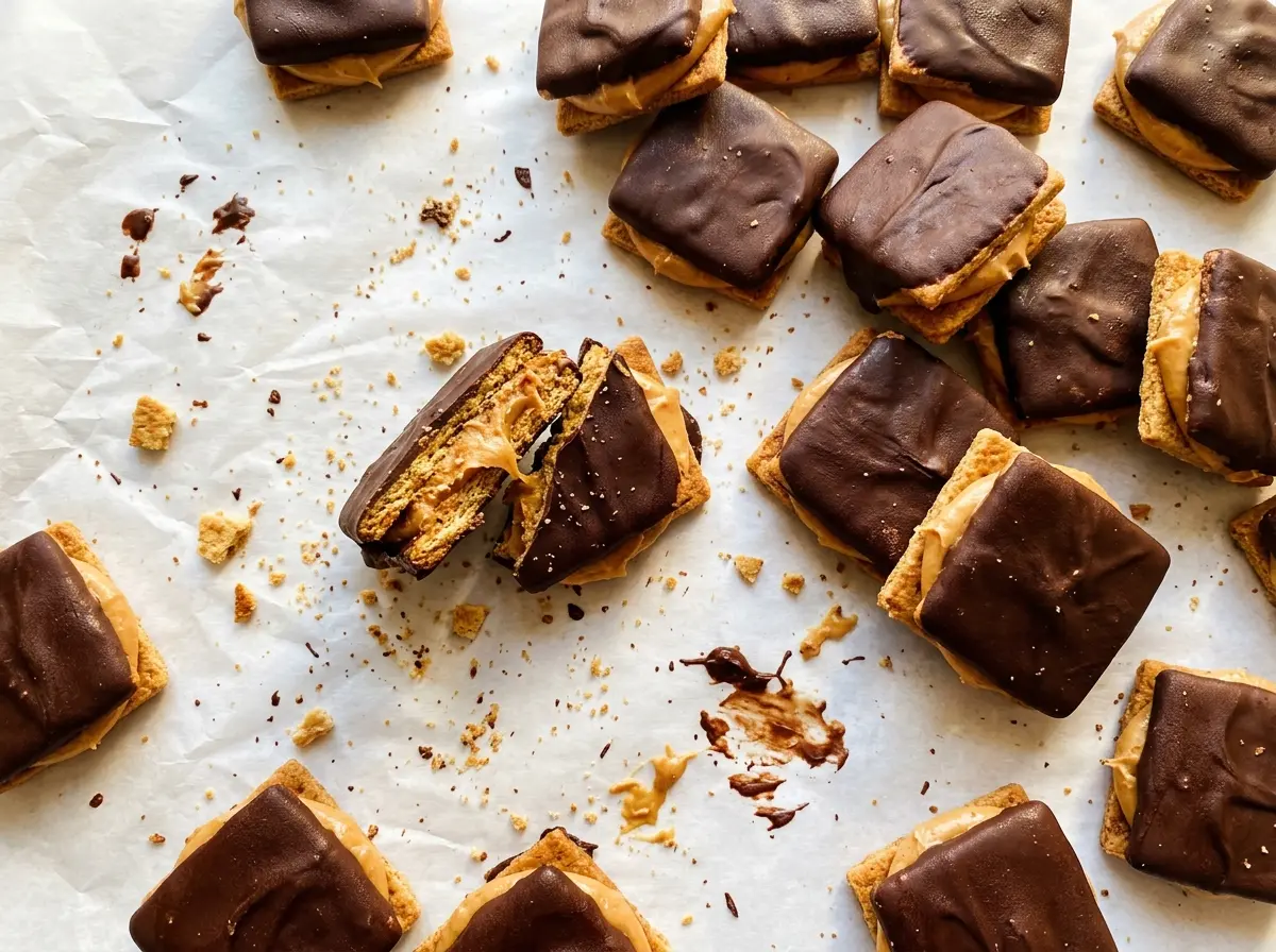 Buckeye Graham Crackers layered peanut butter chocolate