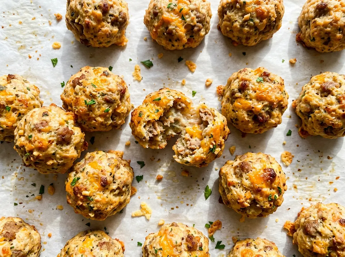 Cheddar Bay Sausage Balls golden, cheesy, browned
