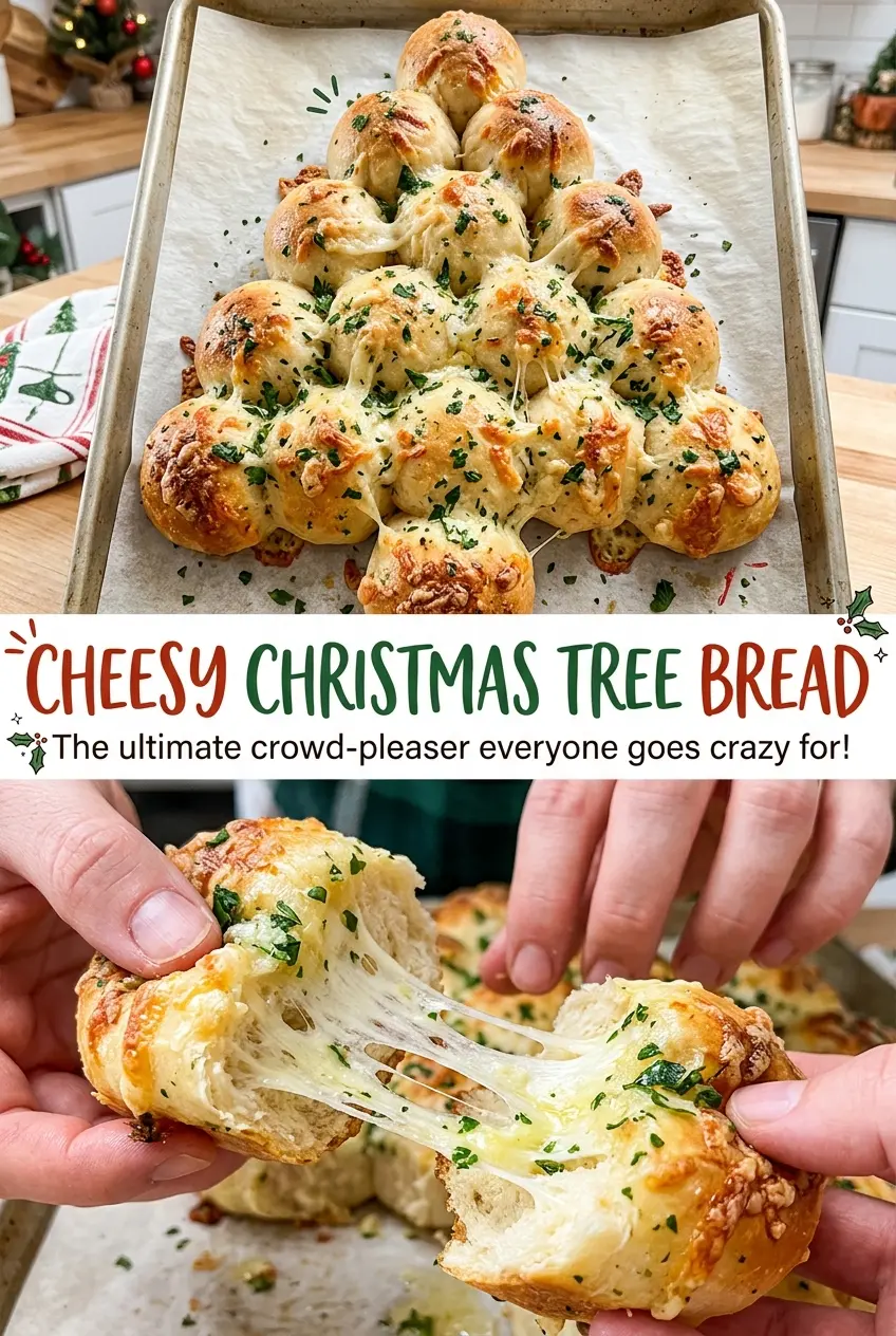 Cheesy Christmas Tree Bread cheesy golden pull-apart