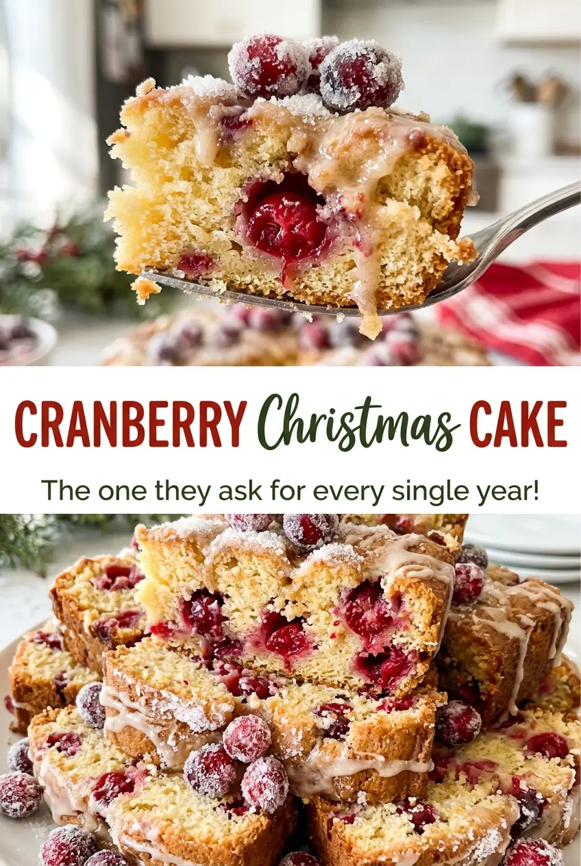 Cranberry Christmas Cake, tender crumb and bright berries