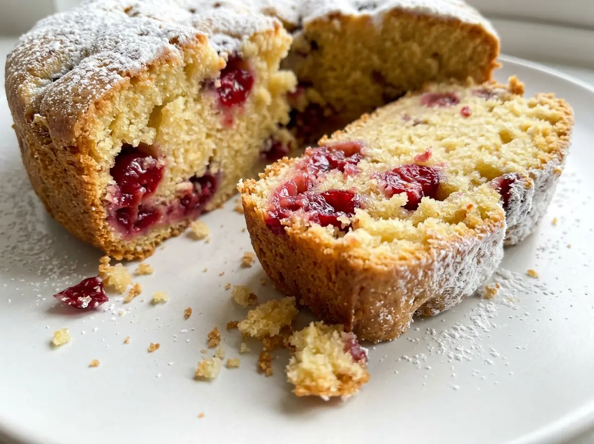 Cranberry Christmas Cake, golden and cranberry-studded