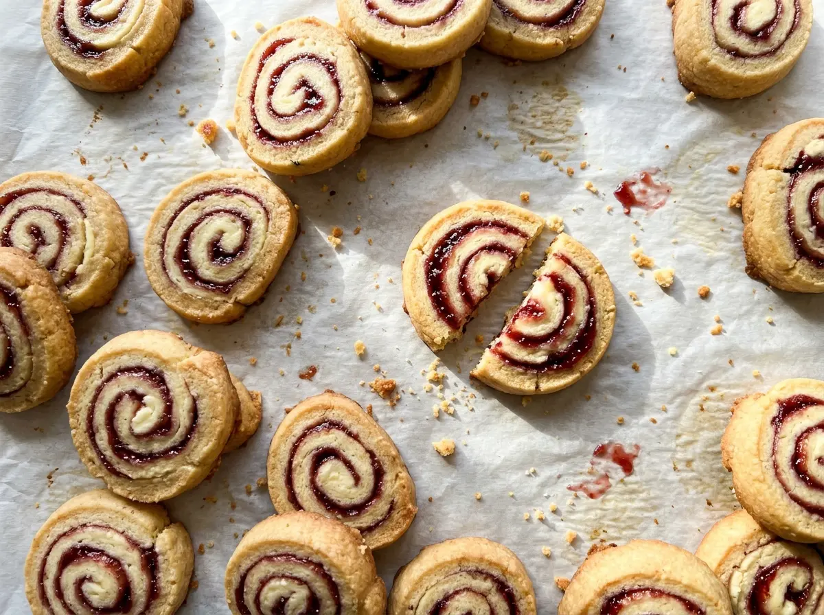 Cream Cheese Jam Pinwheel Cookies golden jam swirls