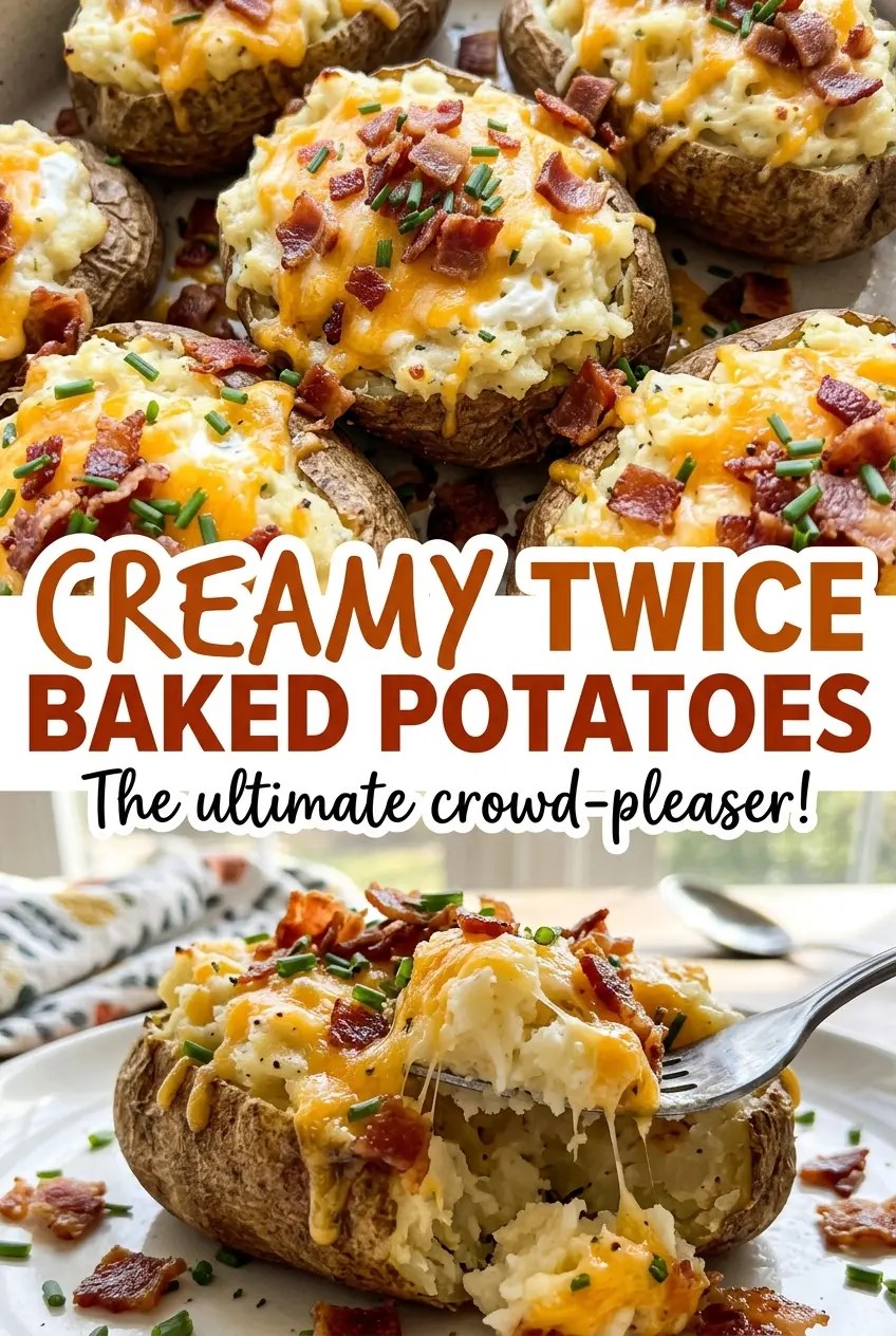 Creamy Twice Baked Potatoes fluffy cheddar filling