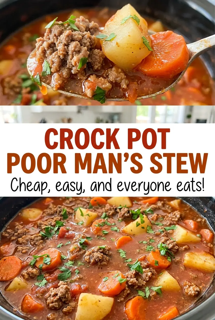 Crock Pot Poor Man's Stew tender potatoes and beef