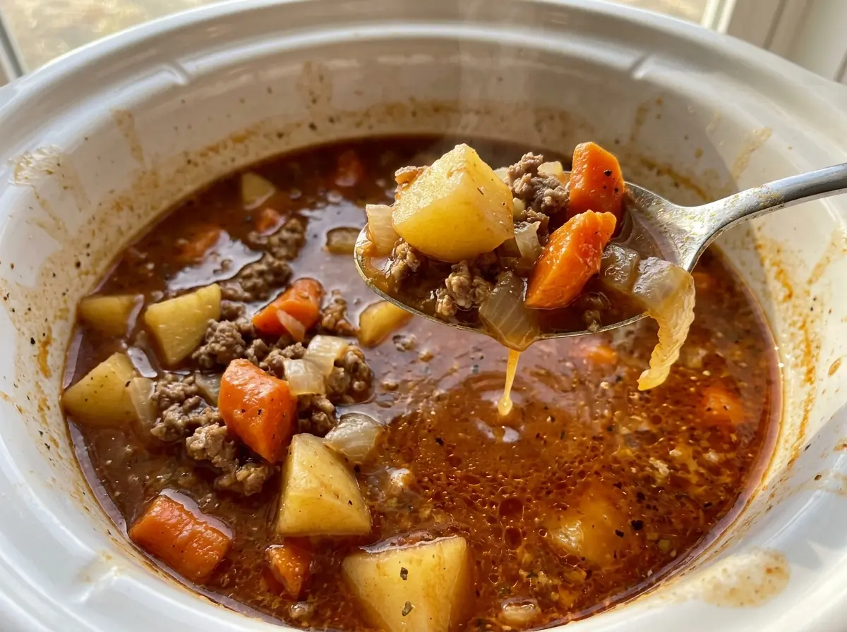Crock Pot Poor Man's Stew hearty beef and vegetables