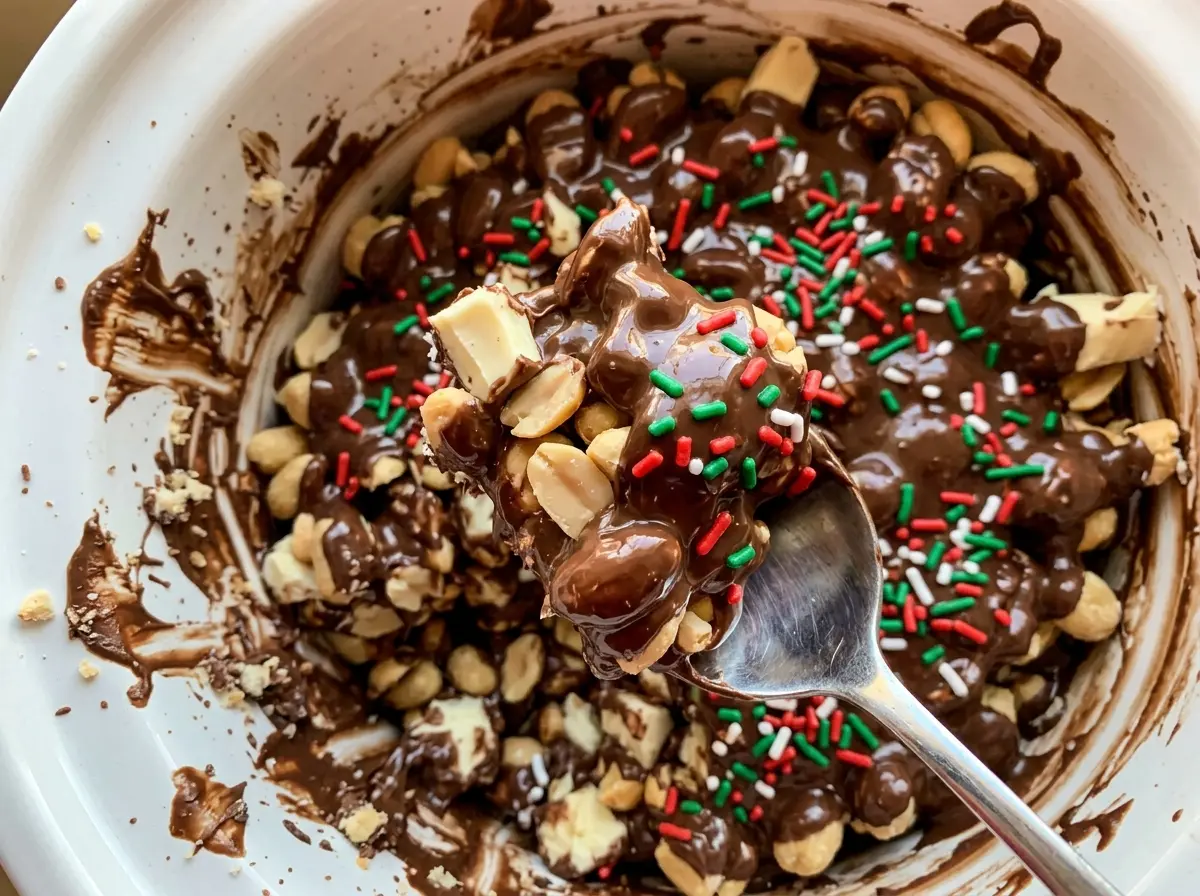 Crockpot Christmas Candy chocolate peanut clusters