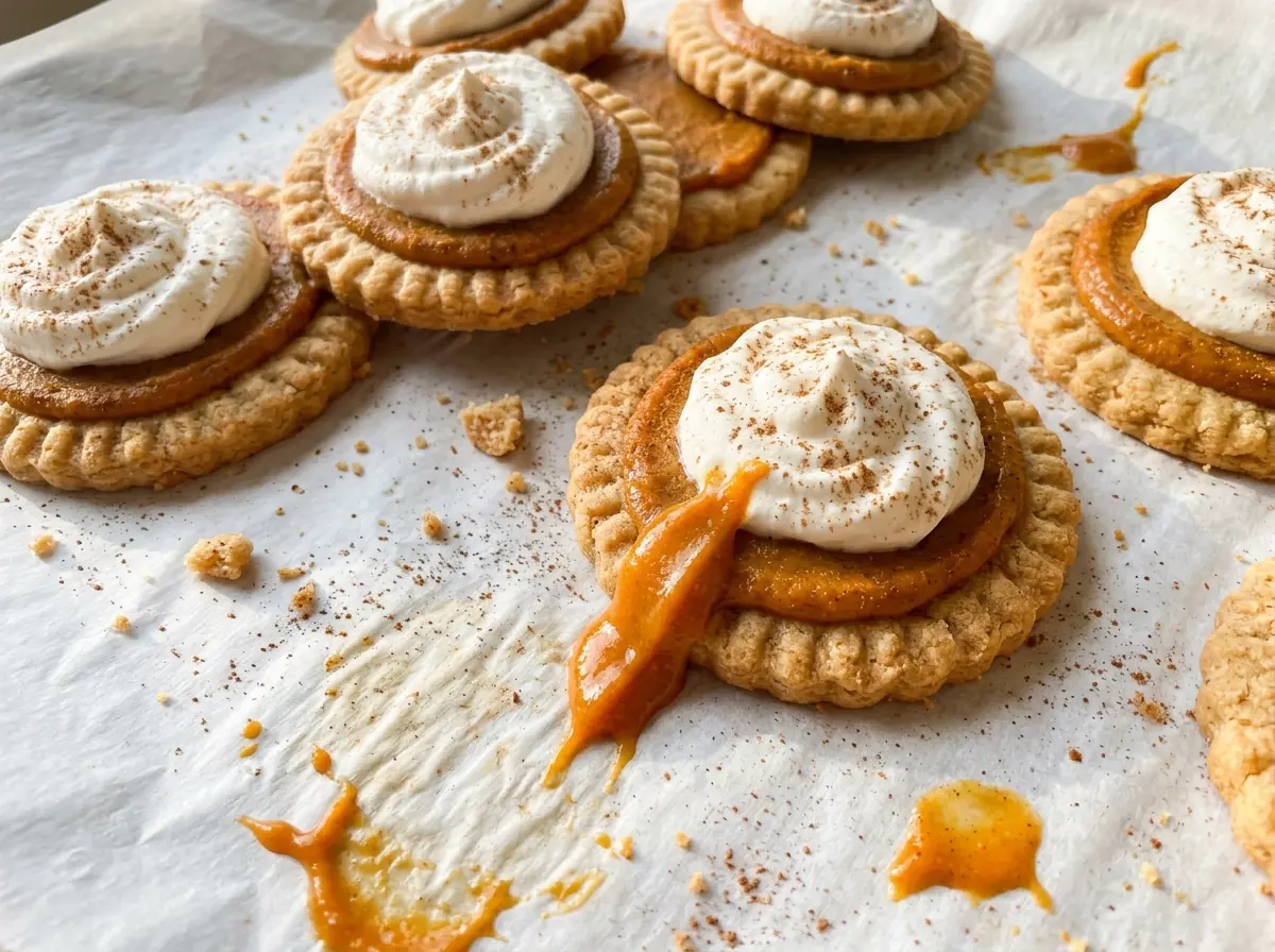 Crumbl Pumpkin Pie Cookies with golden edges