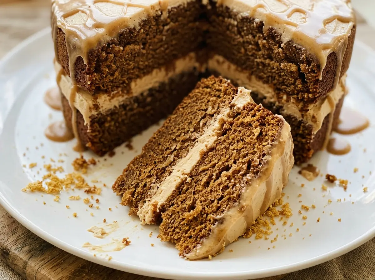 Gingerbread Latte Cake with spiced crumb