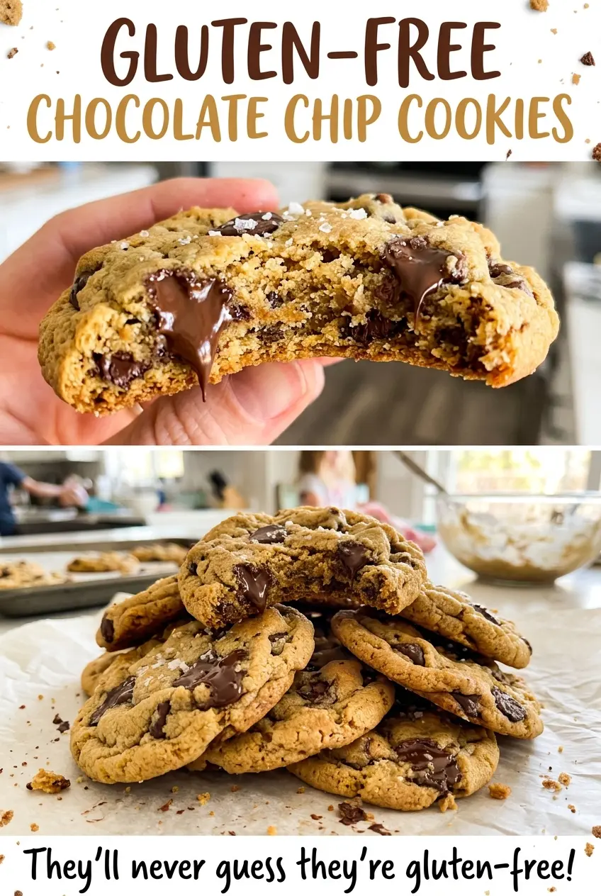 Gluten free chocolate chip cookies with golden edges