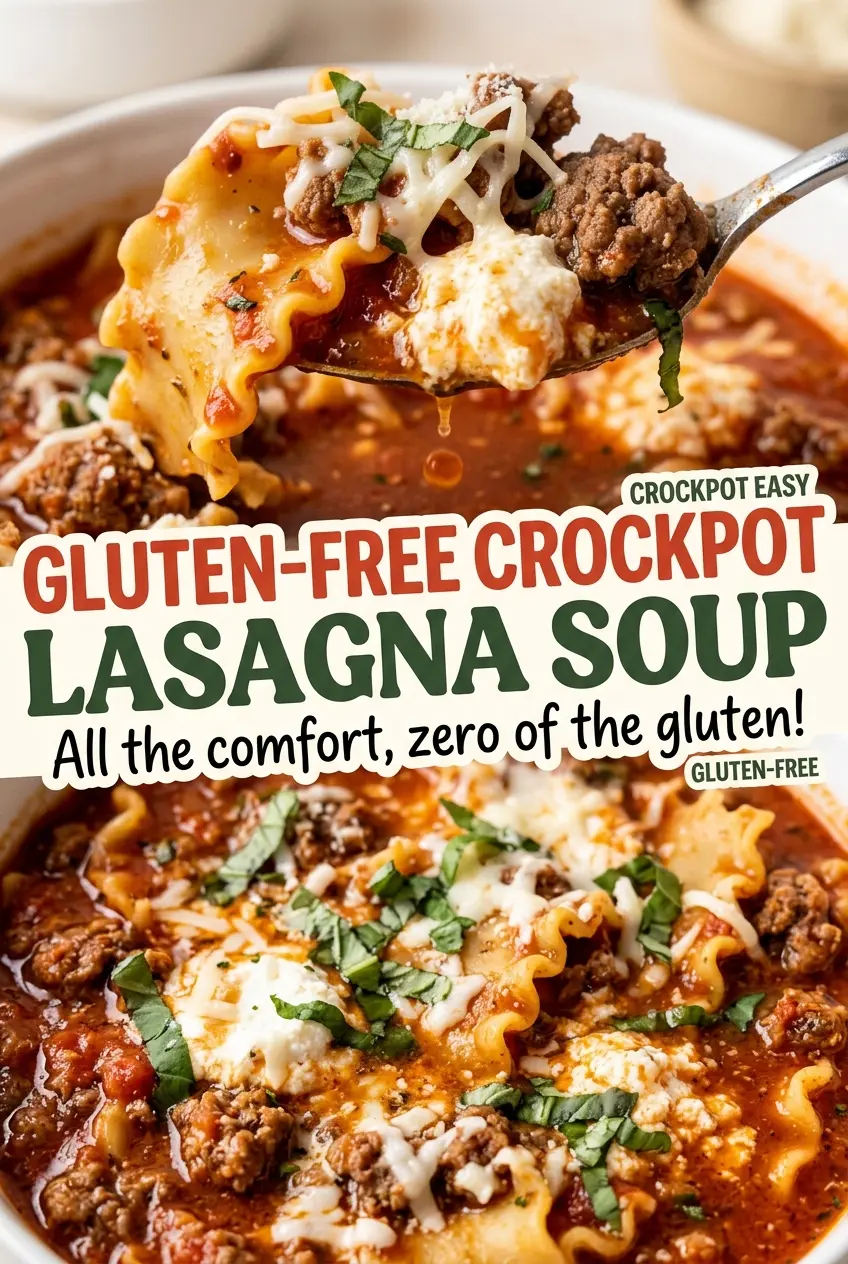 Gluten Free Crockpot Lasagna Soup creamy cheesy