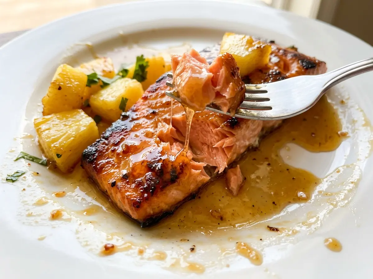 Honey Pineapple Glazed Salmon glossy pineapple glaze