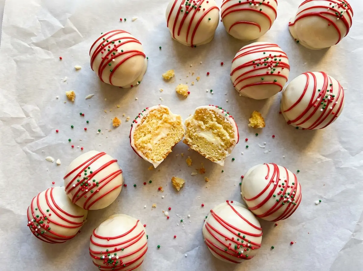 Little Debbie Christmas Cake Balls white chocolate drizzle
