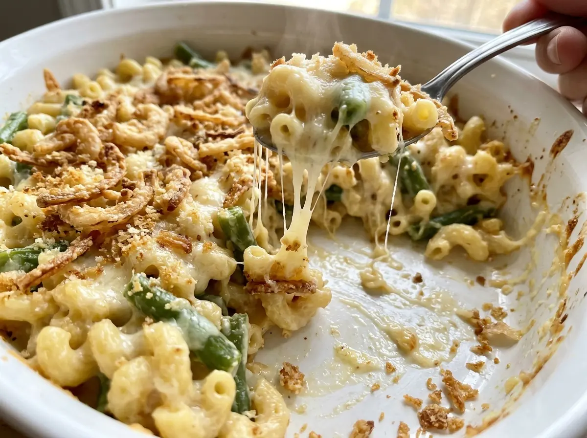 Mac and Cheese Green Bean Casserole creamy baked casserole