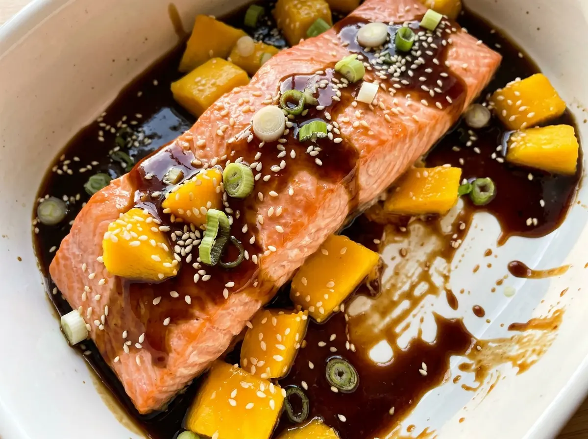 Mango Teriyaki Salmon glossy mango glaze