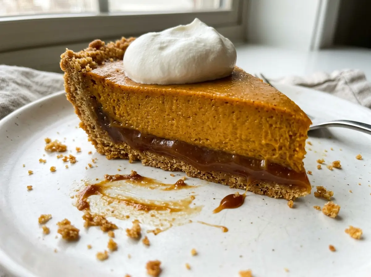 Milk Bar Pumpkin Caramel Pie with spiced pumpkin filling