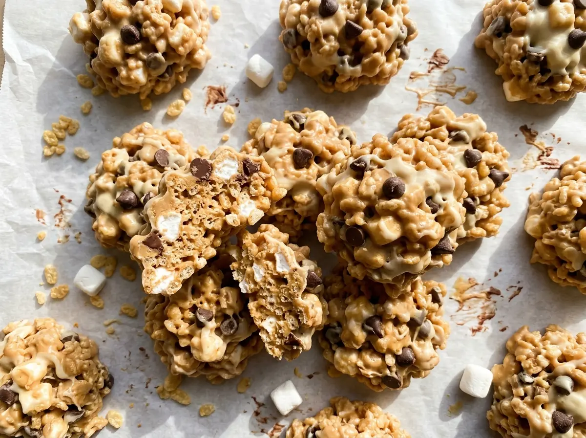 No Bake Avalanche Cookies with crisp chocolatey clusters