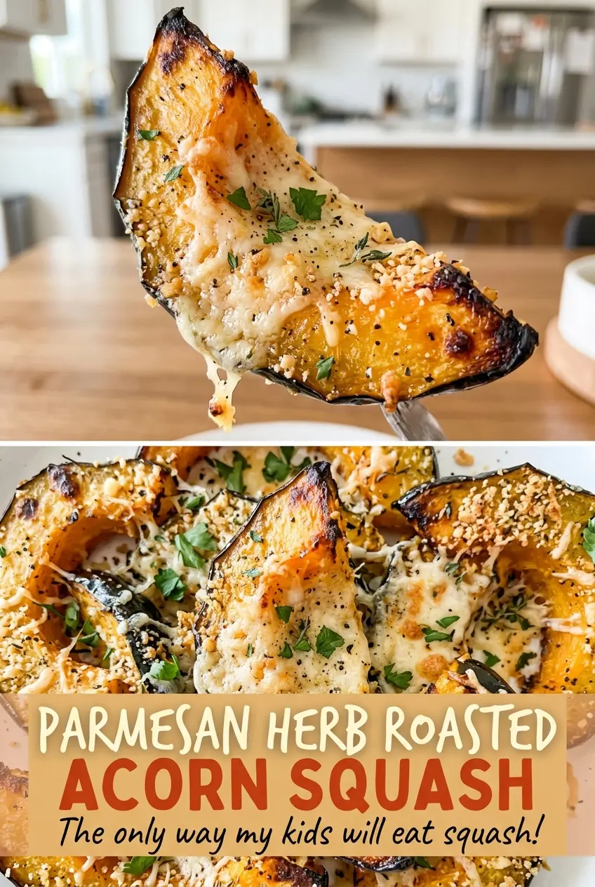 Parmesan Herb Roasted Acorn Squash savory herb finish