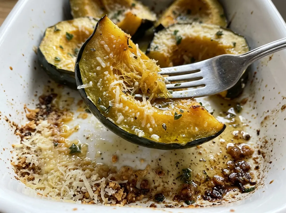 Parmesan Herb Roasted Acorn Squash golden browned wedges