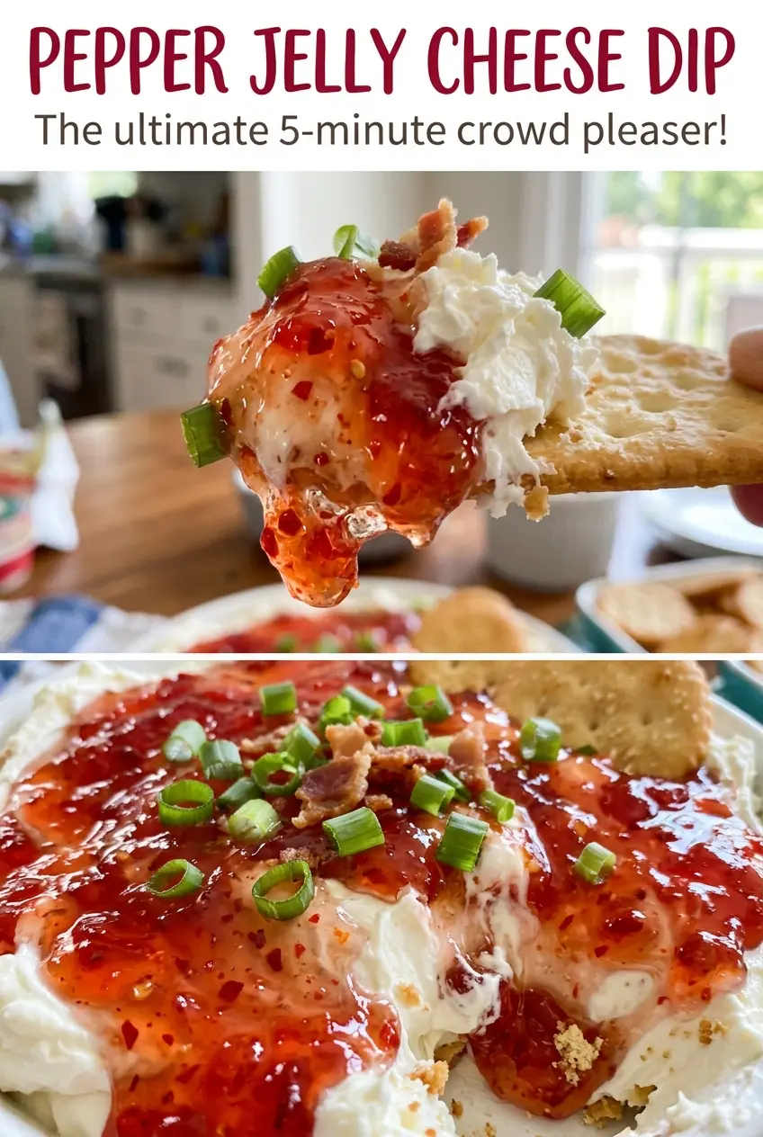 Pepper Jelly Cheese Dip warm, creamy, peppery