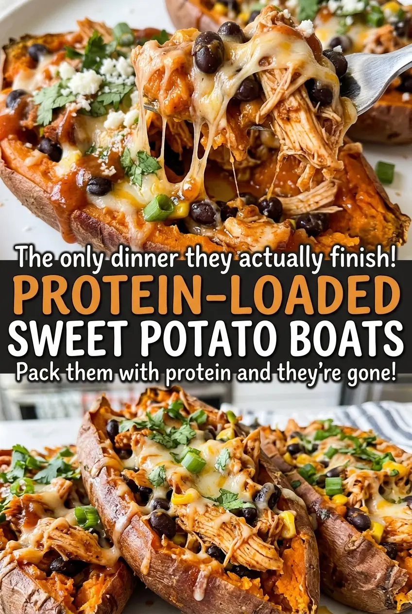 Protein Loaded Sweet Potato Boats, stuffed sweet potatoes