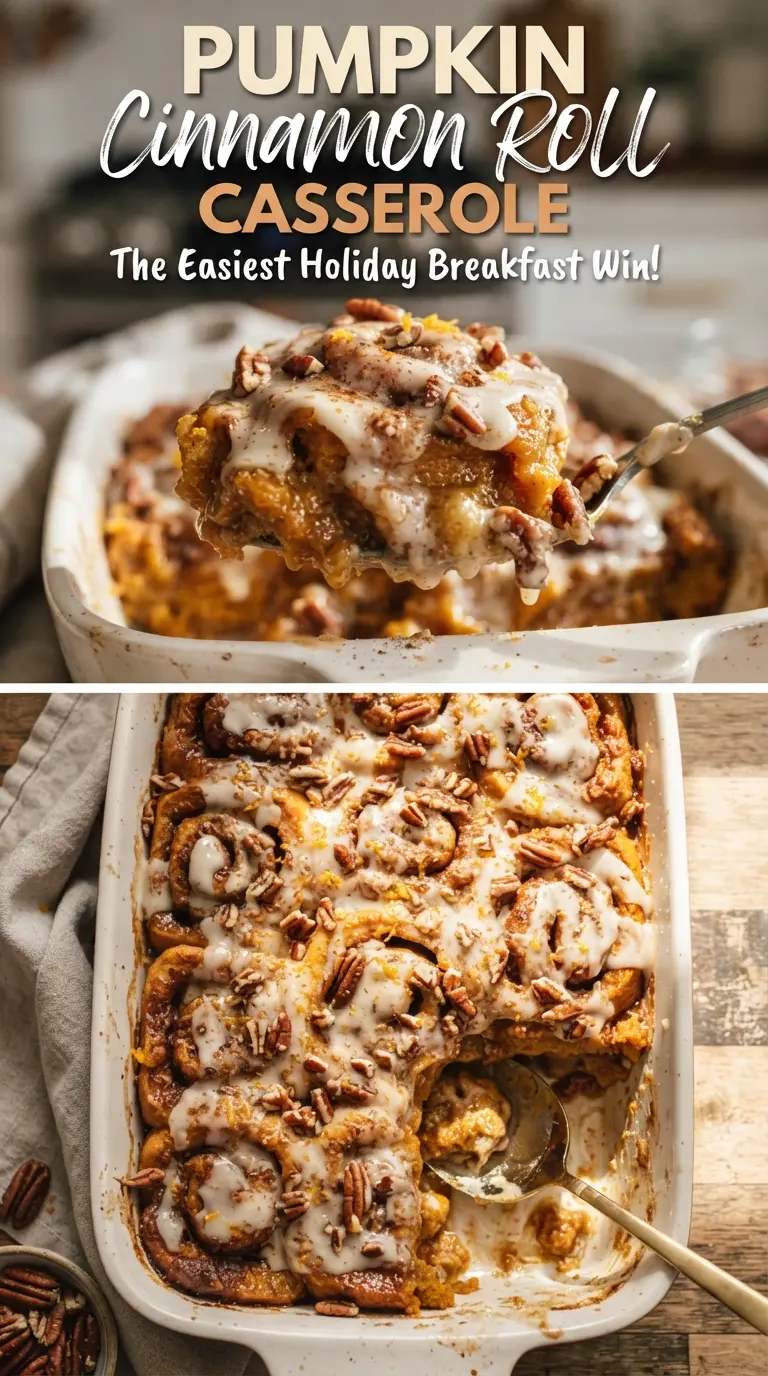 Pumpkin Cinnamon Roll Casserole pumpkin custard bake