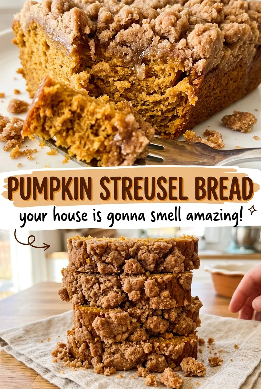 Pumpkin Streusel Bread with cinnamon crumb topping