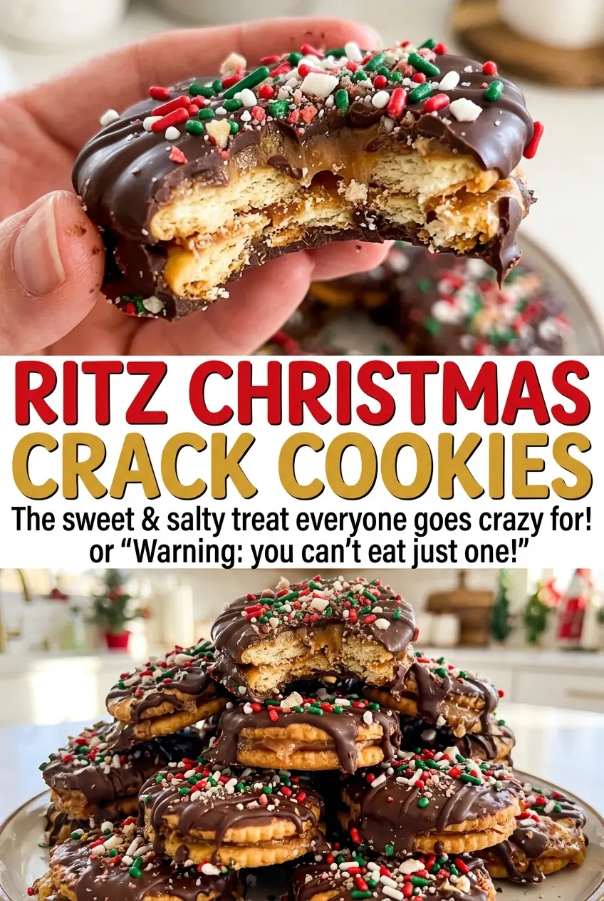 Ritz Christmas Crack Cookies with chocolate and sprinkles
