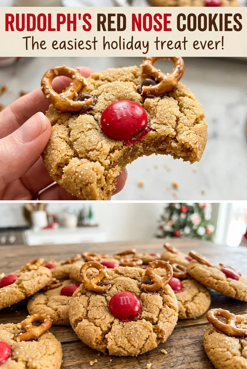 Rudolphs Red Nose Cookies chocolate reindeer faces