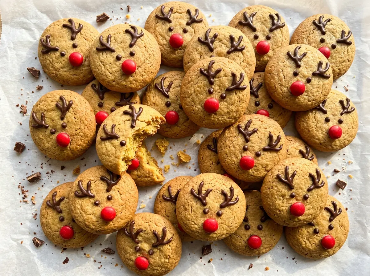Rudolphs Red Nose Cookies chocolate reindeer faces